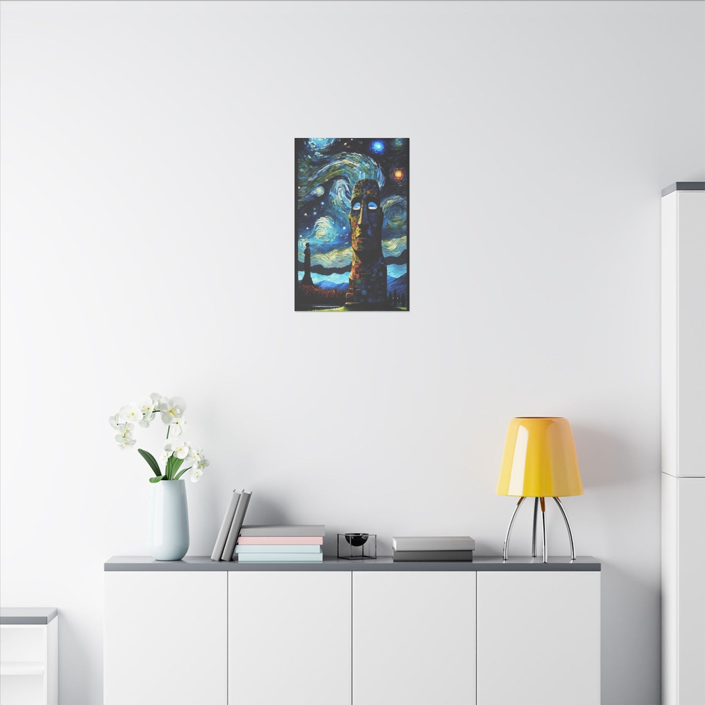 Canvas Easter Island meets Van Gogh Style