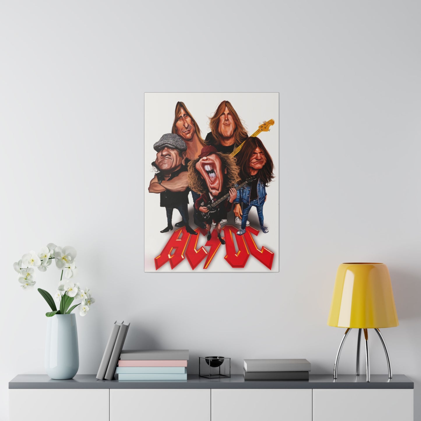ACDC and Angus Young Rockin' Caricatures - Canvas