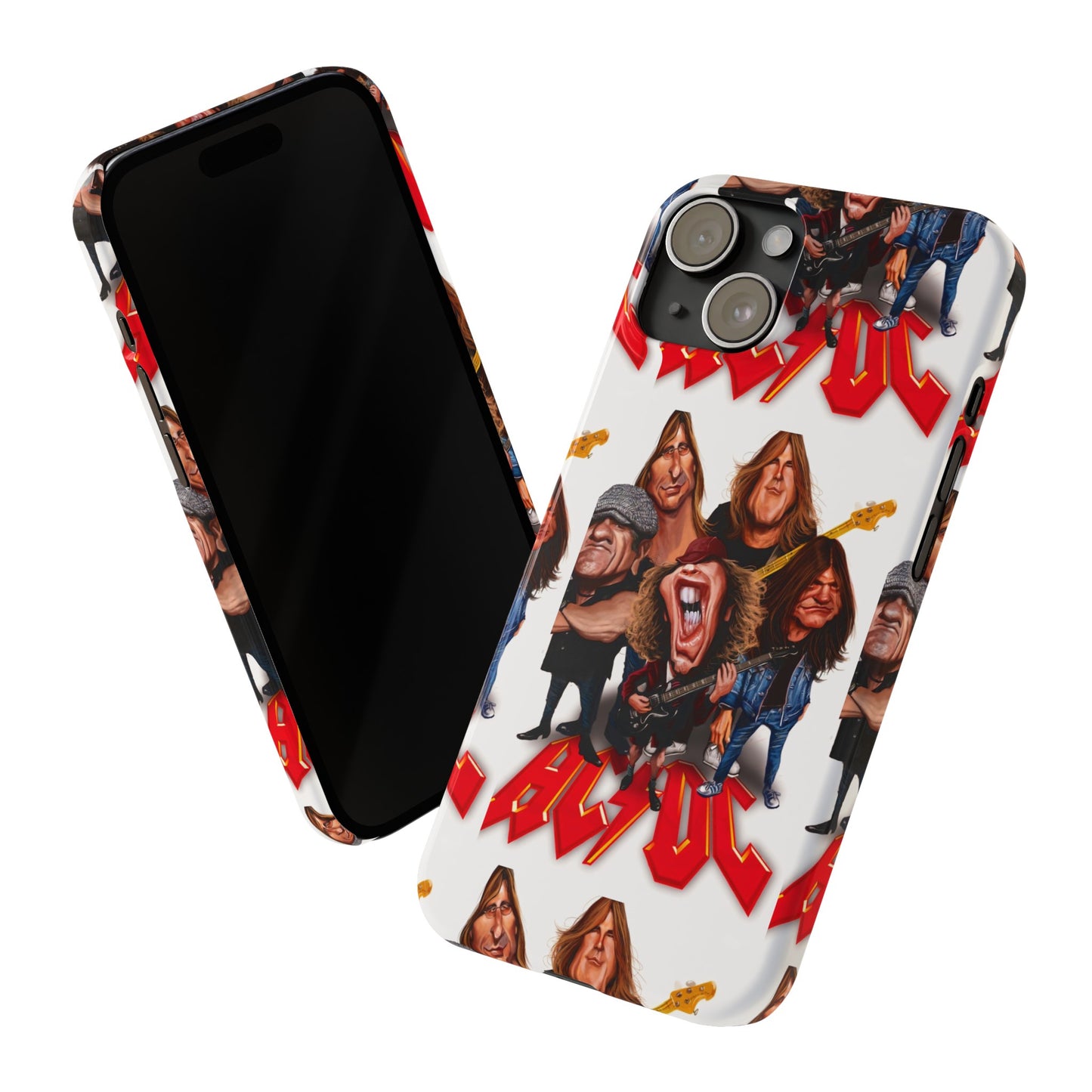 AC/DC Angus Young Rockin Caricatures iPhone 15, 14, 13, 12 Cases