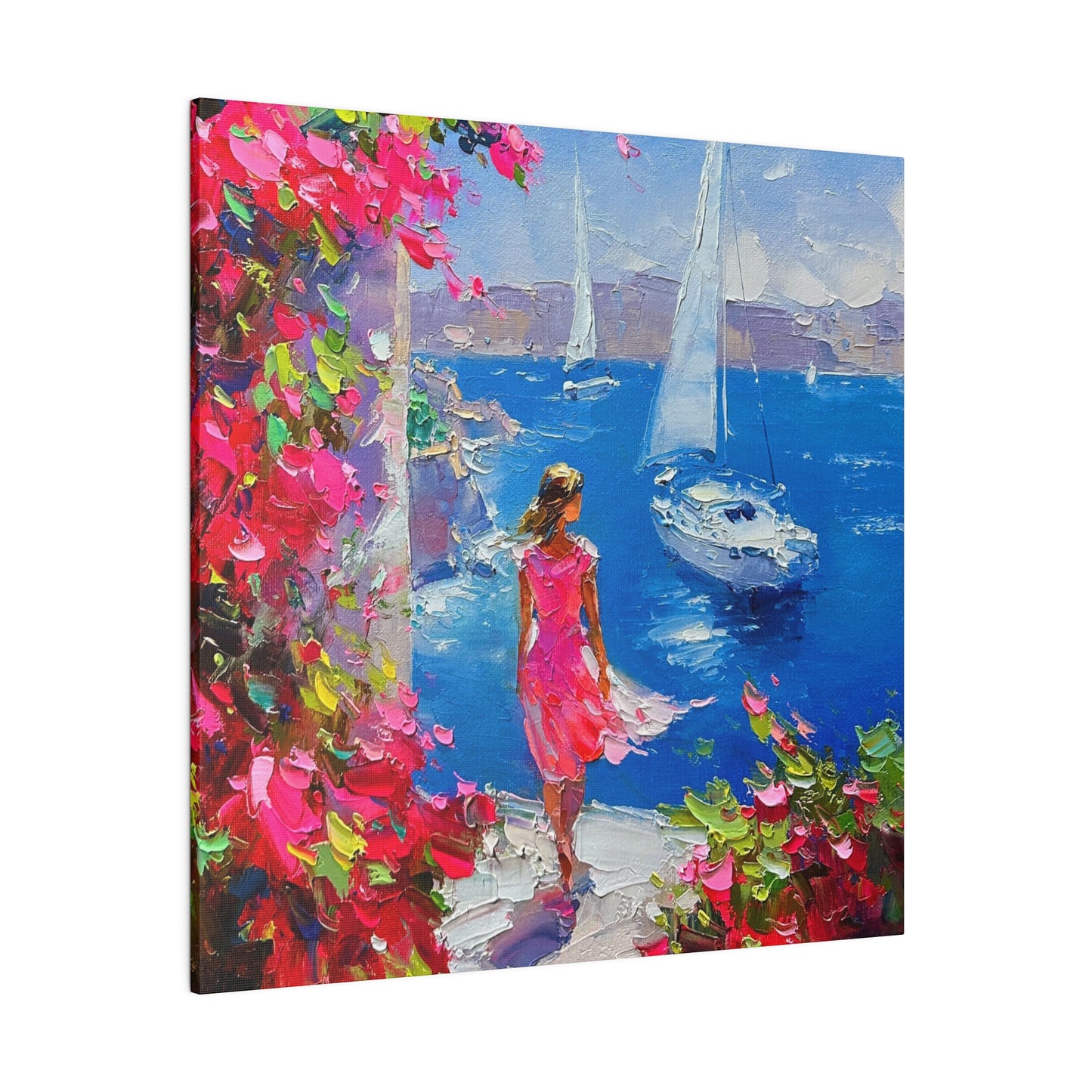 Seaside Serenity - Women in Pink Canvas