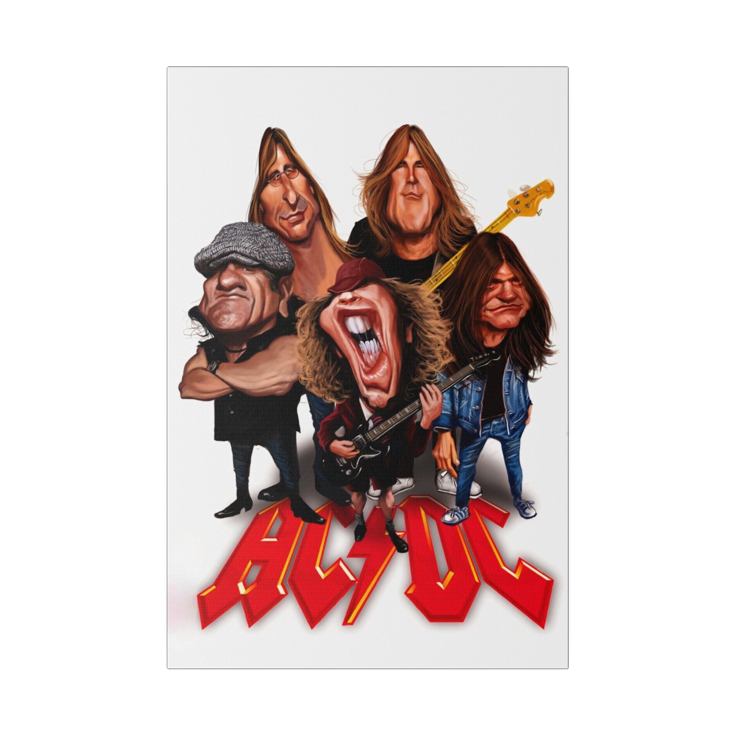 ACDC and Angus Young Rockin' Caricatures - Canvas