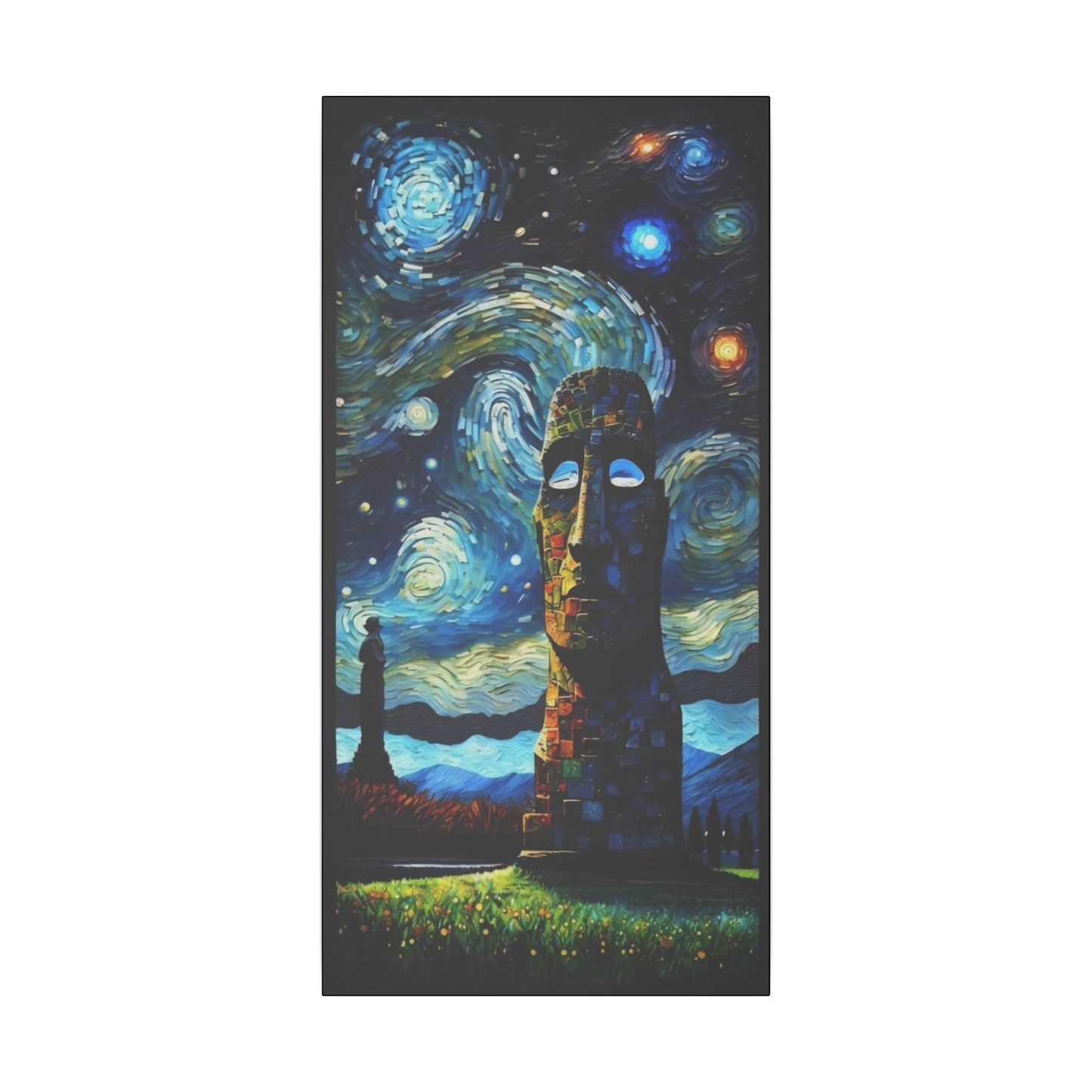 Canvas Easter Island meets Van Gogh Style