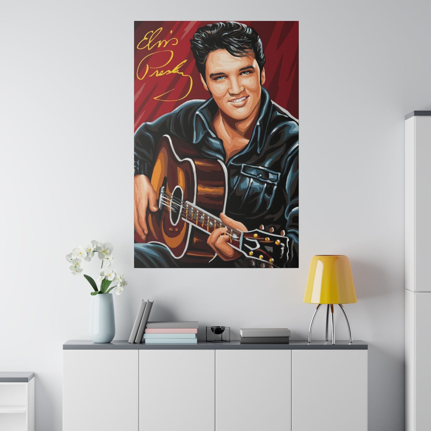 Elvis Presley on his Guitar Canvas