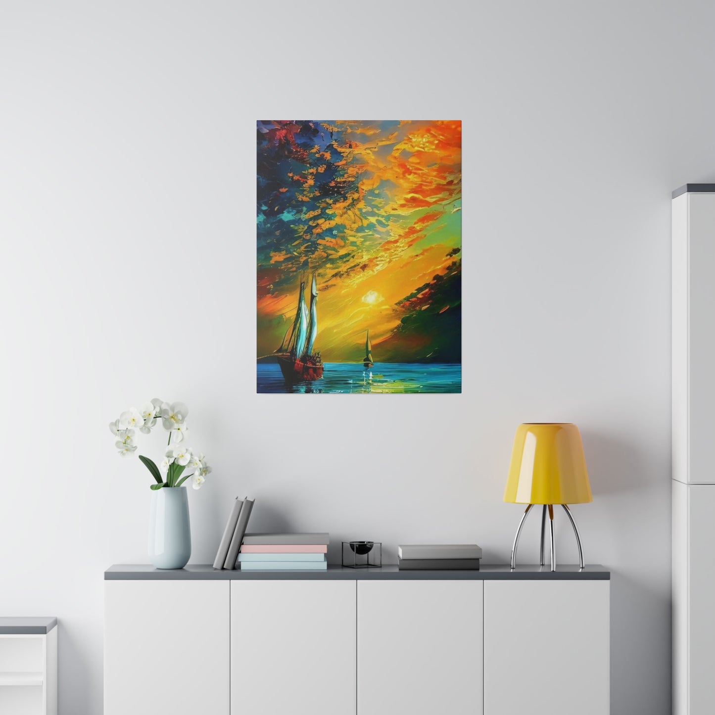 Sailing from the Sunset: Nautical Wall Art - Canvas
