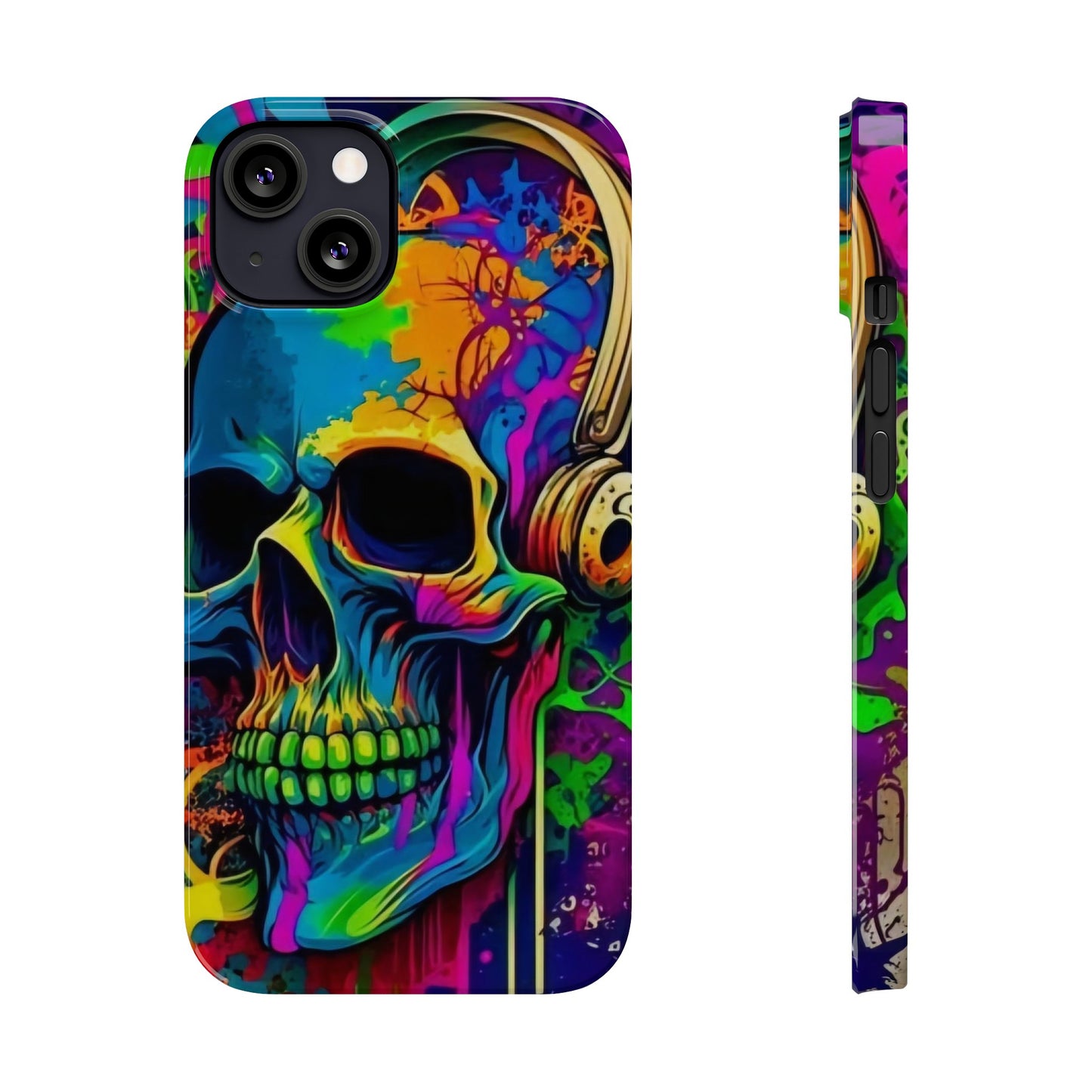 Skull Head with Headphones iPhone 15, 14, 13, 12 Cases: Rock Edition