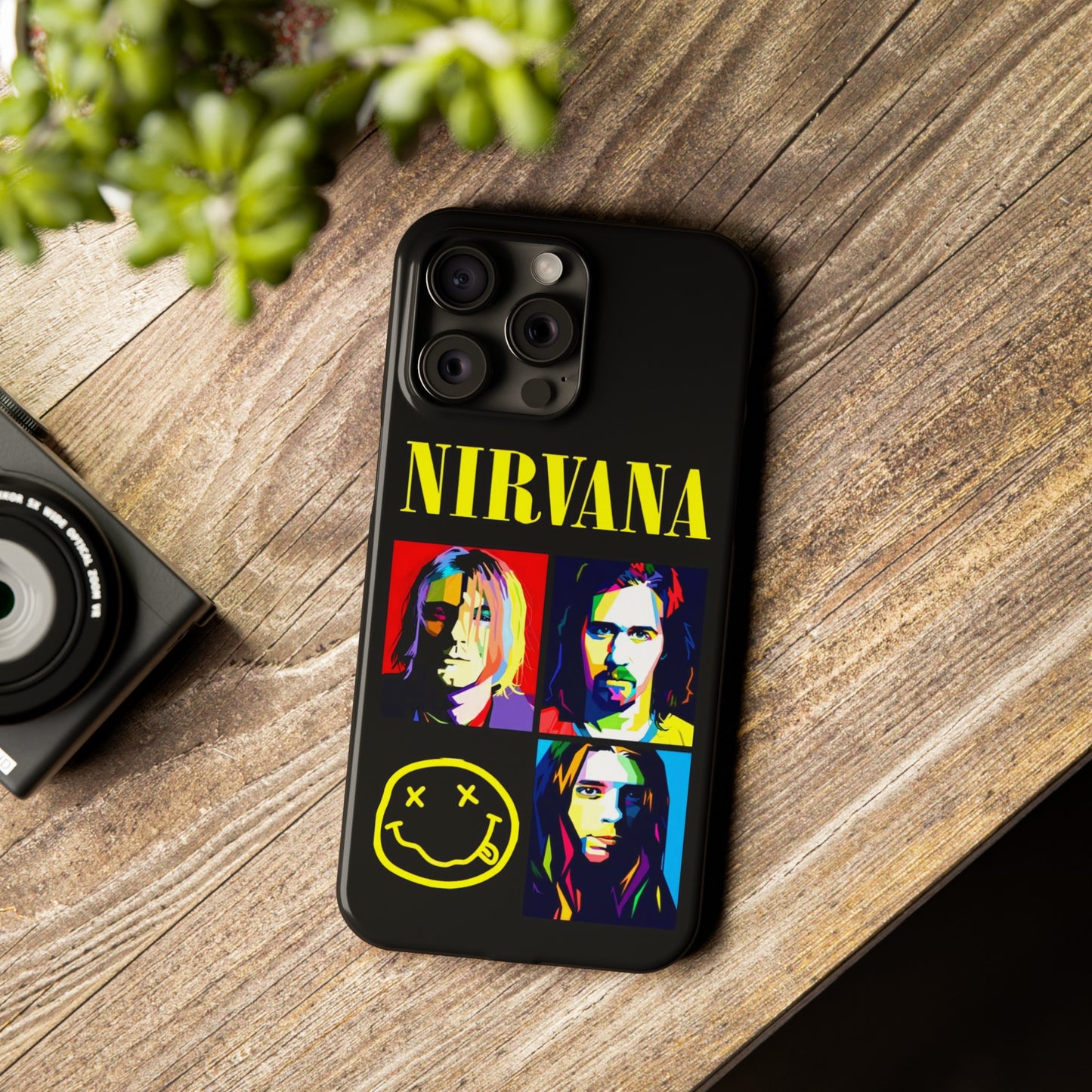 Nirvana Tribute: Kurt Cobain iPhone 15, 14, 13, 12, 11 Art in Black