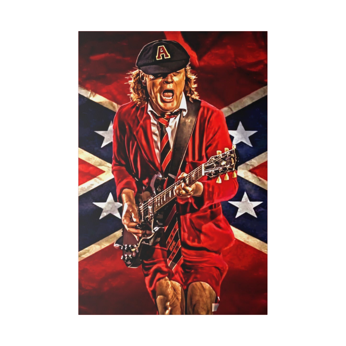 Angus Young from ACDC Guitar Playing - Canvas