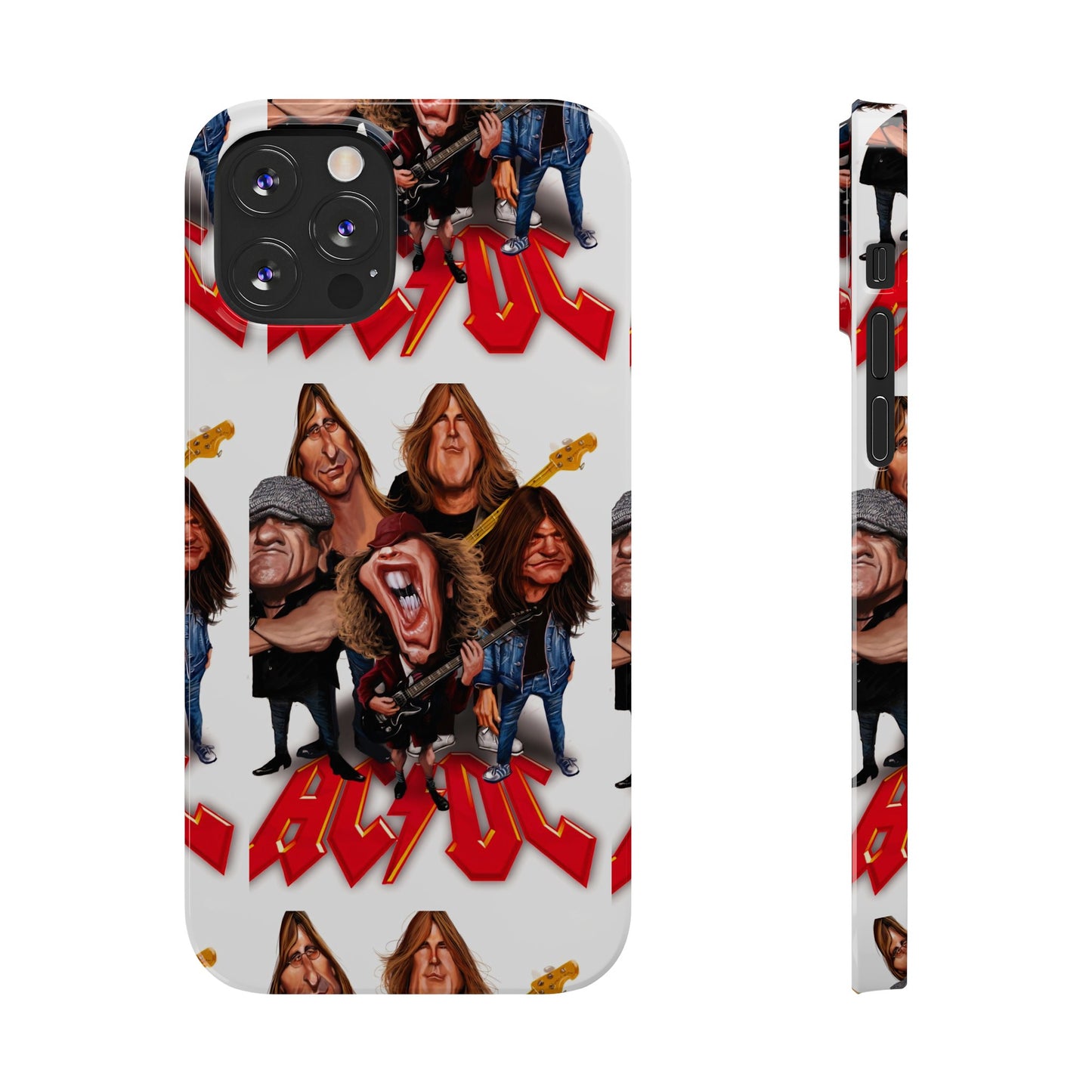 AC/DC Angus Young Rockin Caricatures iPhone 15, 14, 13, 12 Cases