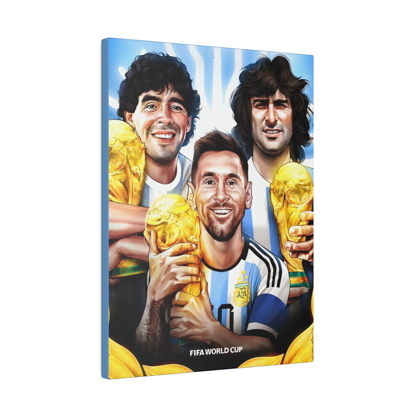 Argentina Football: Big 3 M's - Messi, Maradona, Mario - Canvas