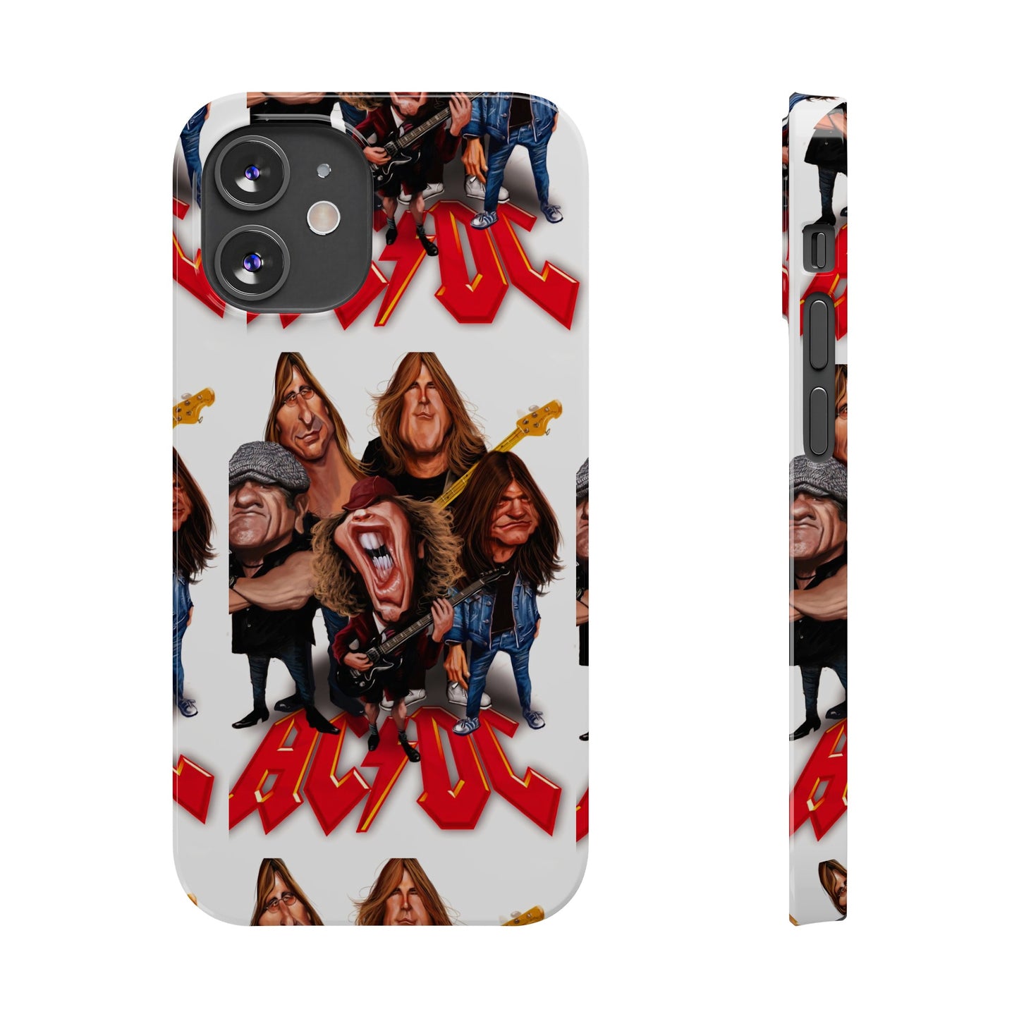 AC/DC Angus Young Rockin Caricatures iPhone 15, 14, 13, 12 Cases