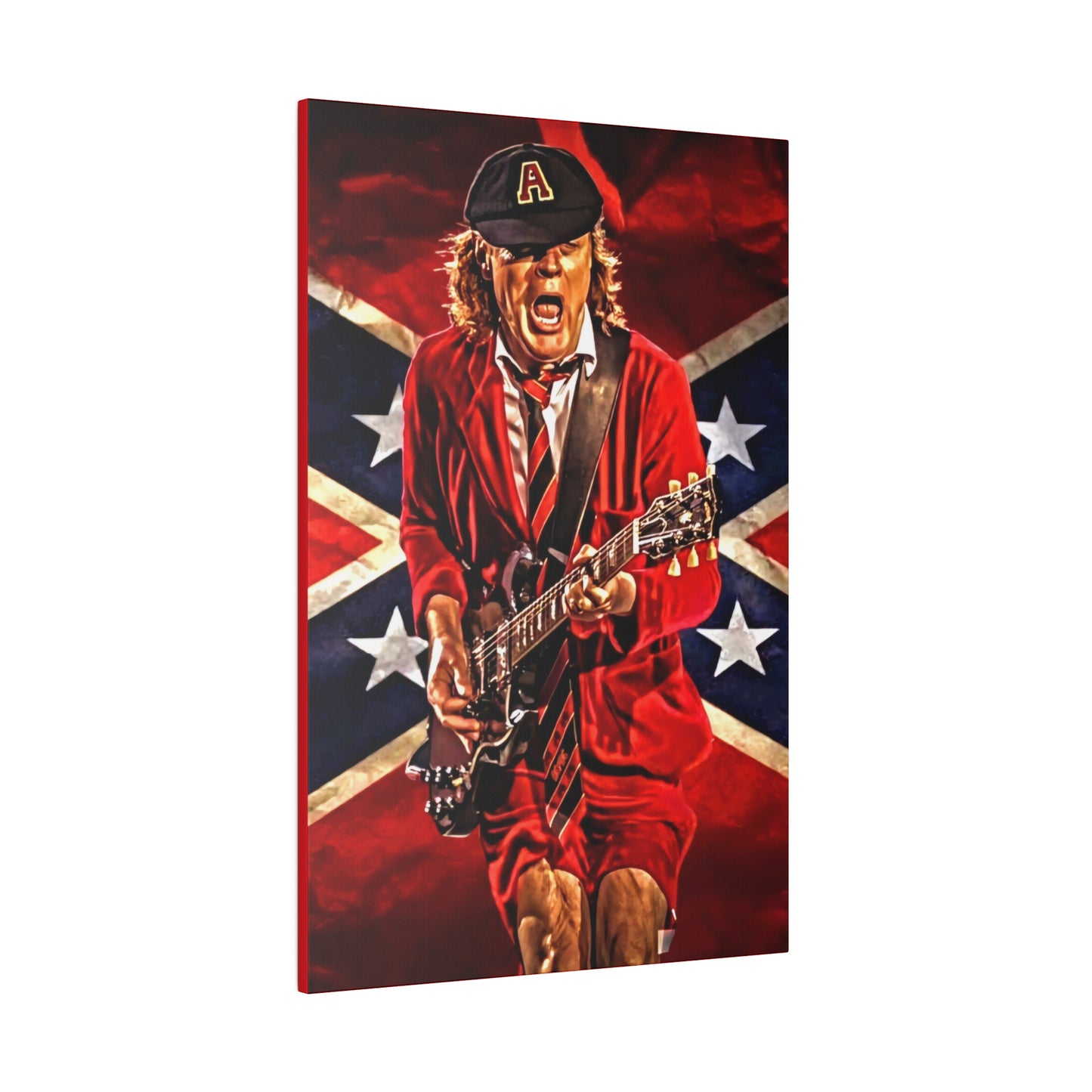 Angus Young from ACDC Guitar Playing - Canvas