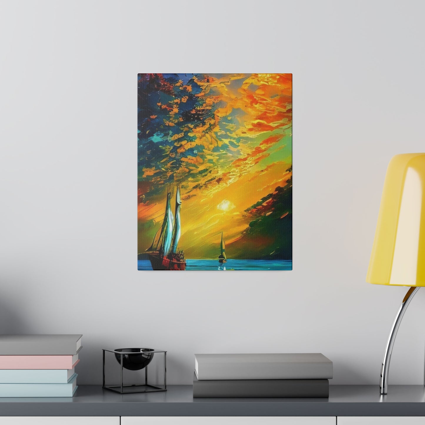 Sailing from the Sunset: Nautical Wall Art - Canvas