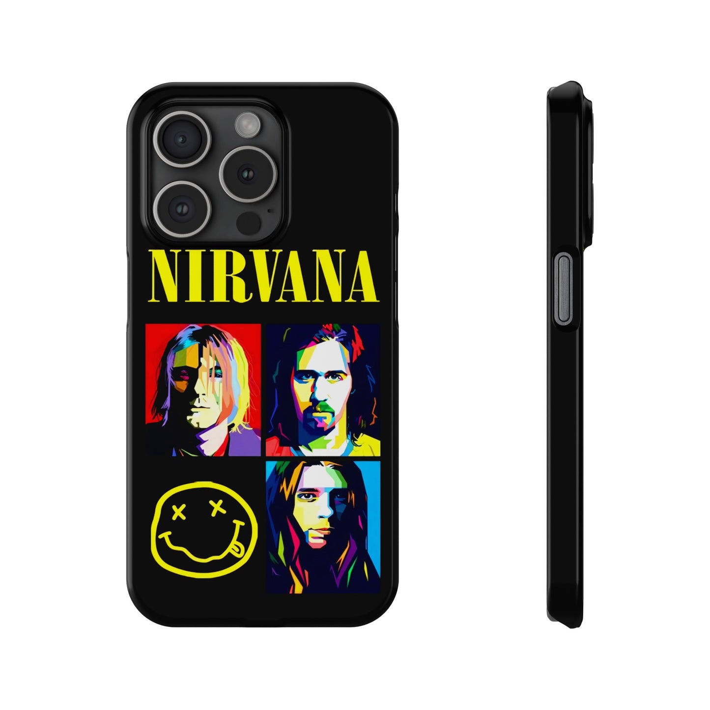Nirvana Tribute: Kurt Cobain iPhone 15, 14, 13, 12, 11 Art in Black