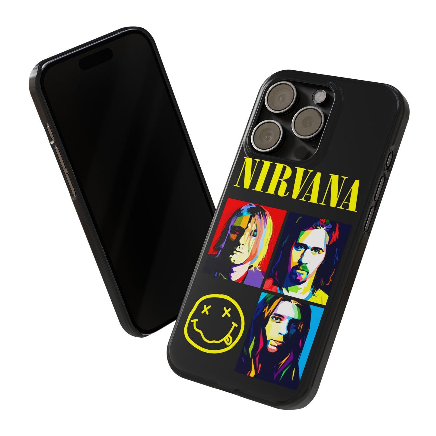 Nirvana Tribute: Kurt Cobain iPhone 15, 14, 13, 12, 11 Art in Black