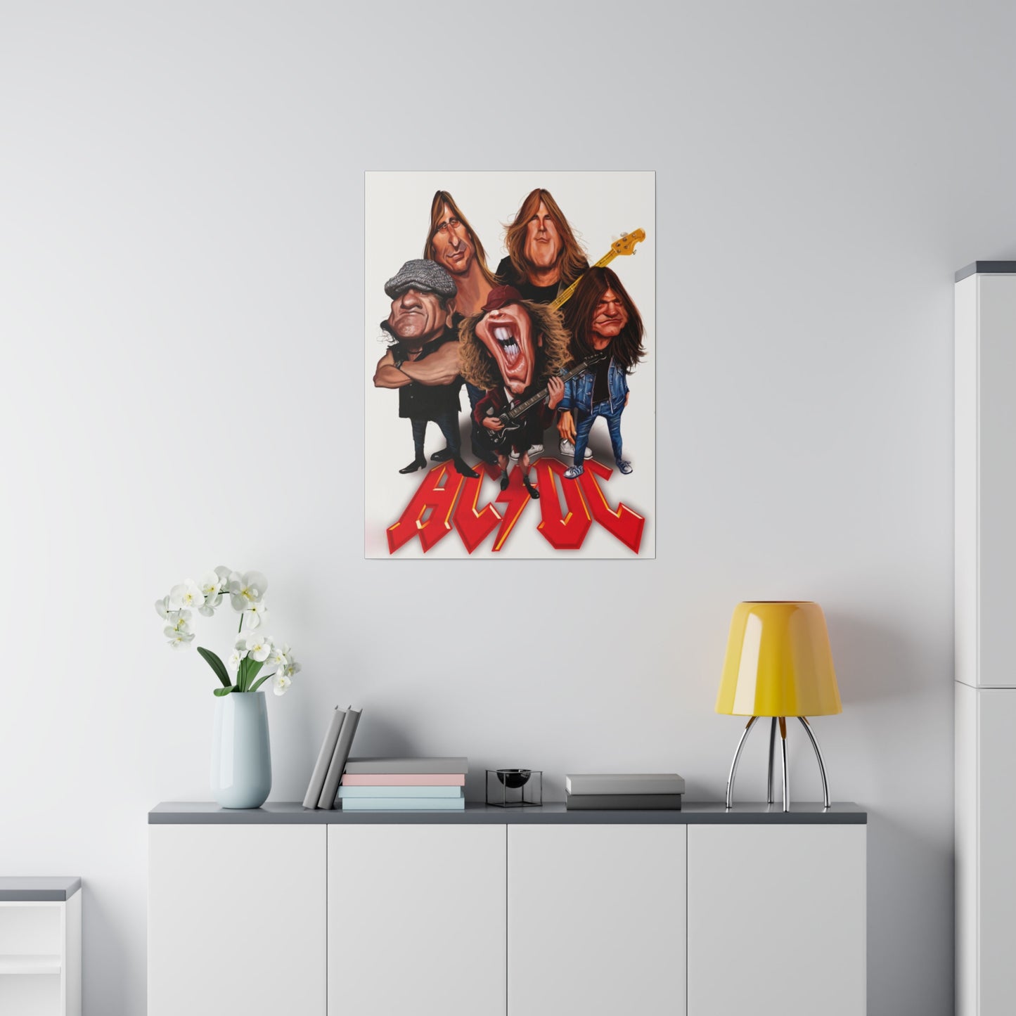 ACDC and Angus Young Rockin' Caricatures - Canvas