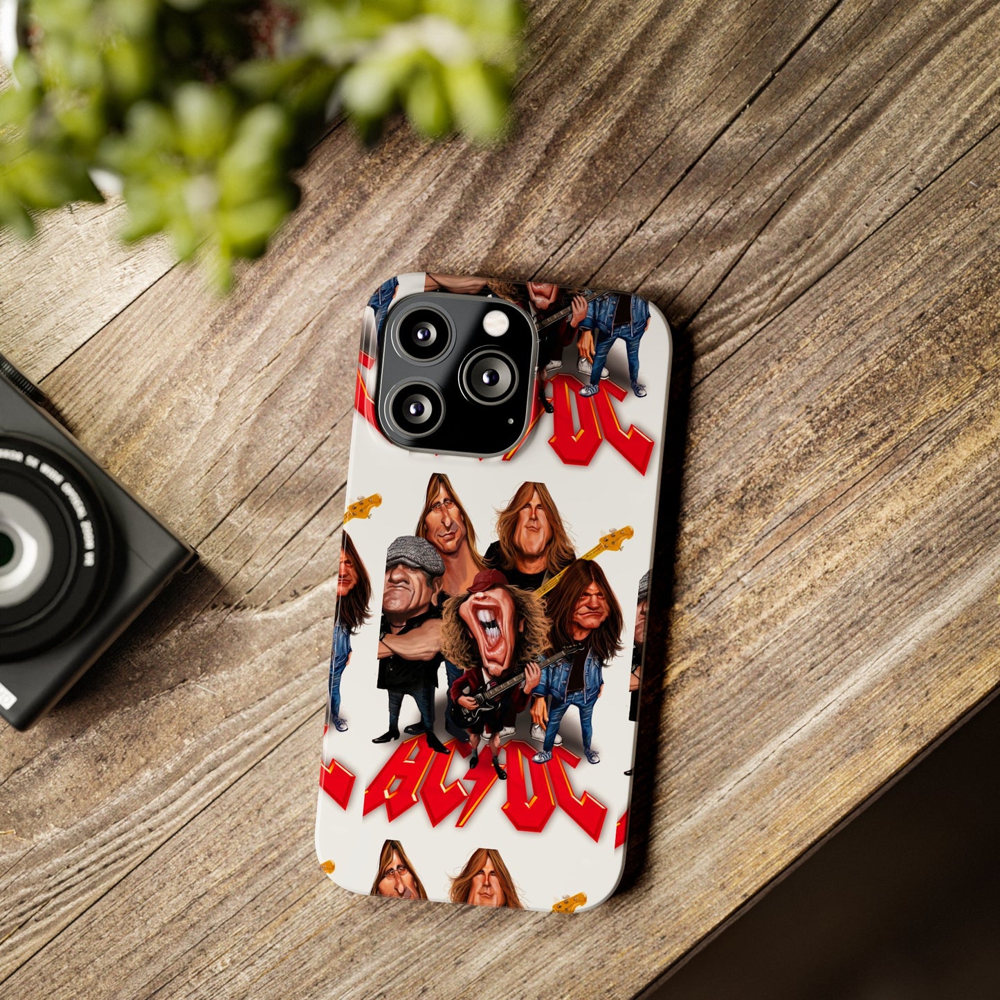 AC/DC Angus Young Rockin Caricatures iPhone 15, 14, 13, 12 Cases