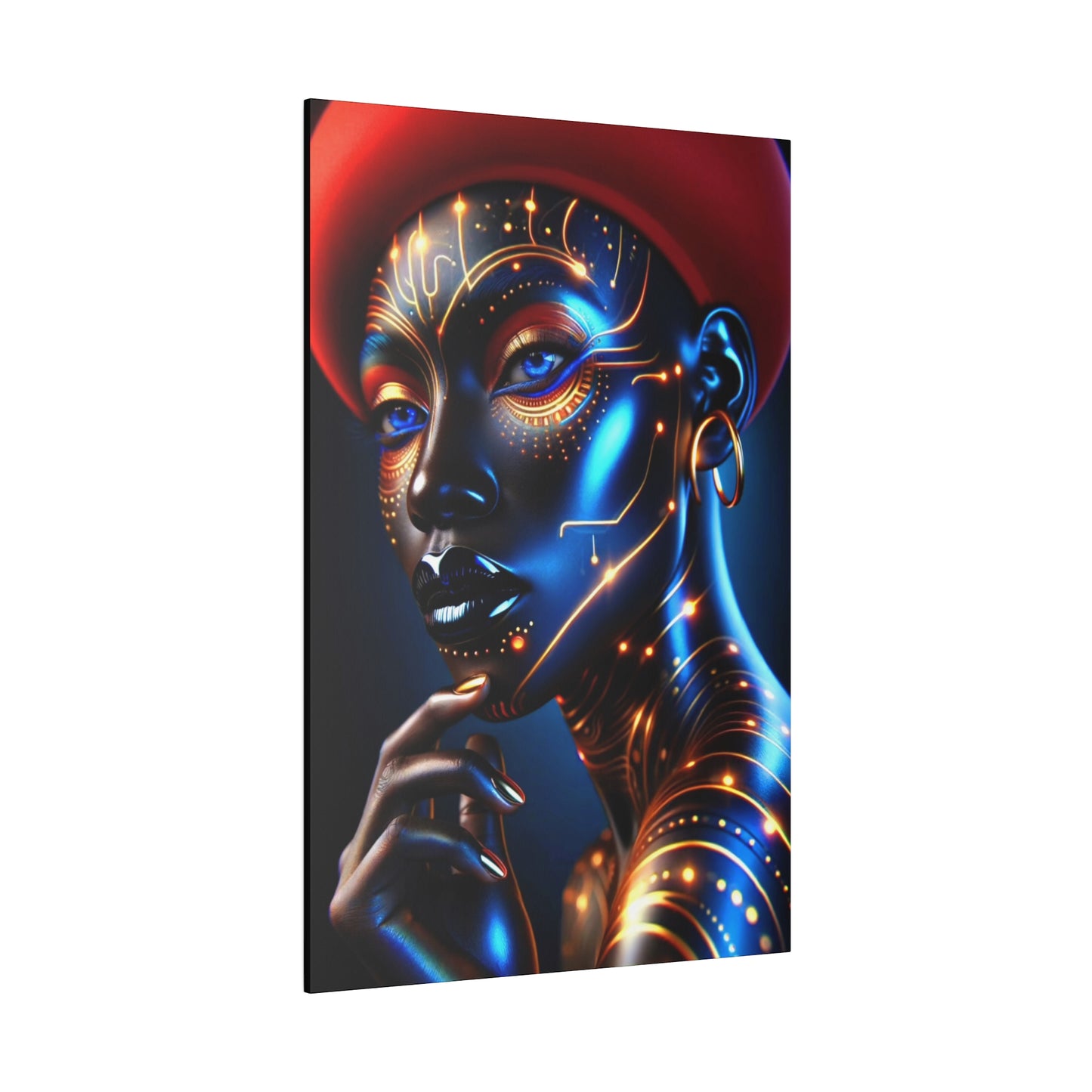 Golden Elegance: Crimson Concealment - Canvas