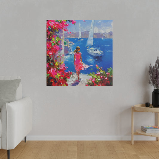 Seaside Serenity - Women in Pink Canvas