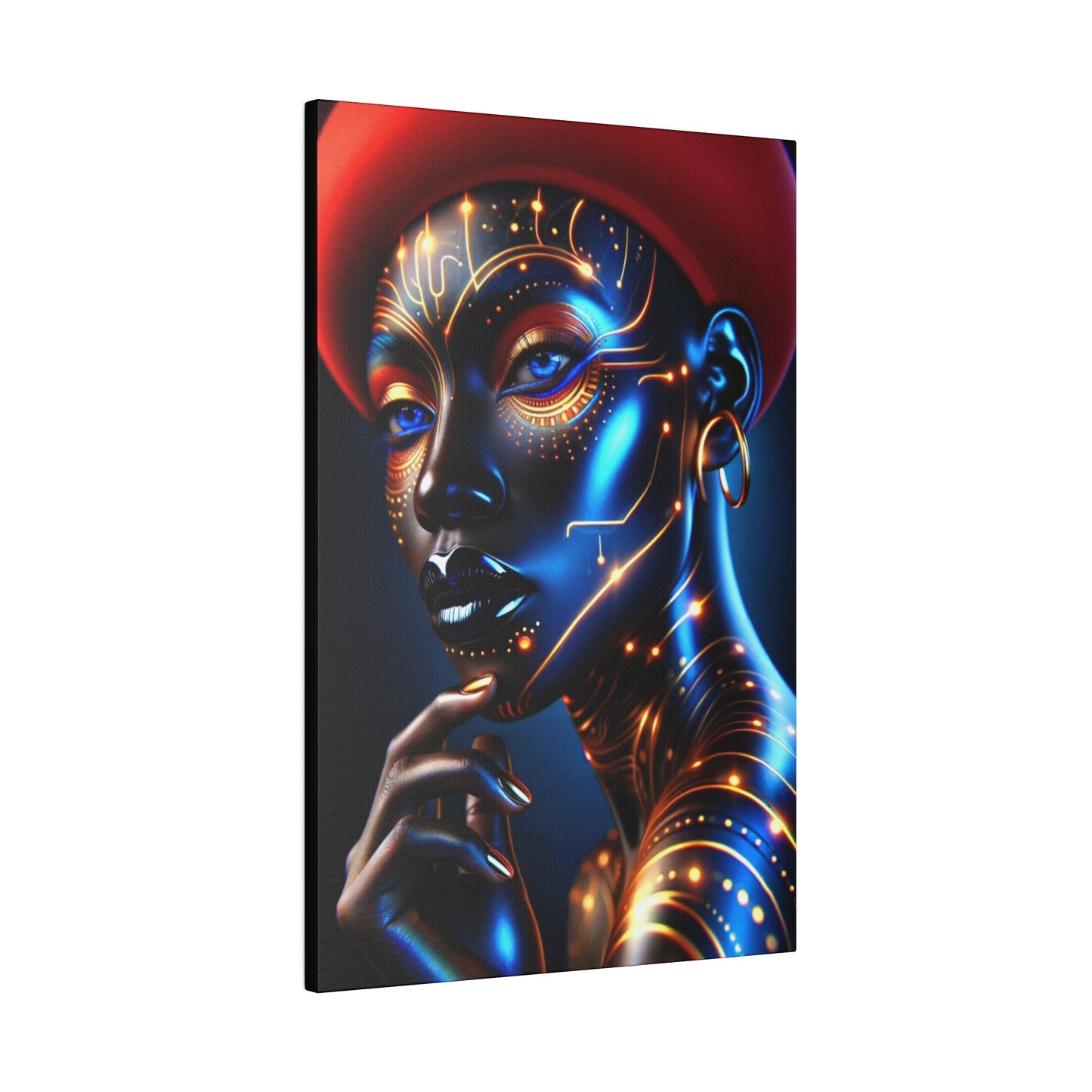 Golden Elegance: Crimson Concealment - Canvas