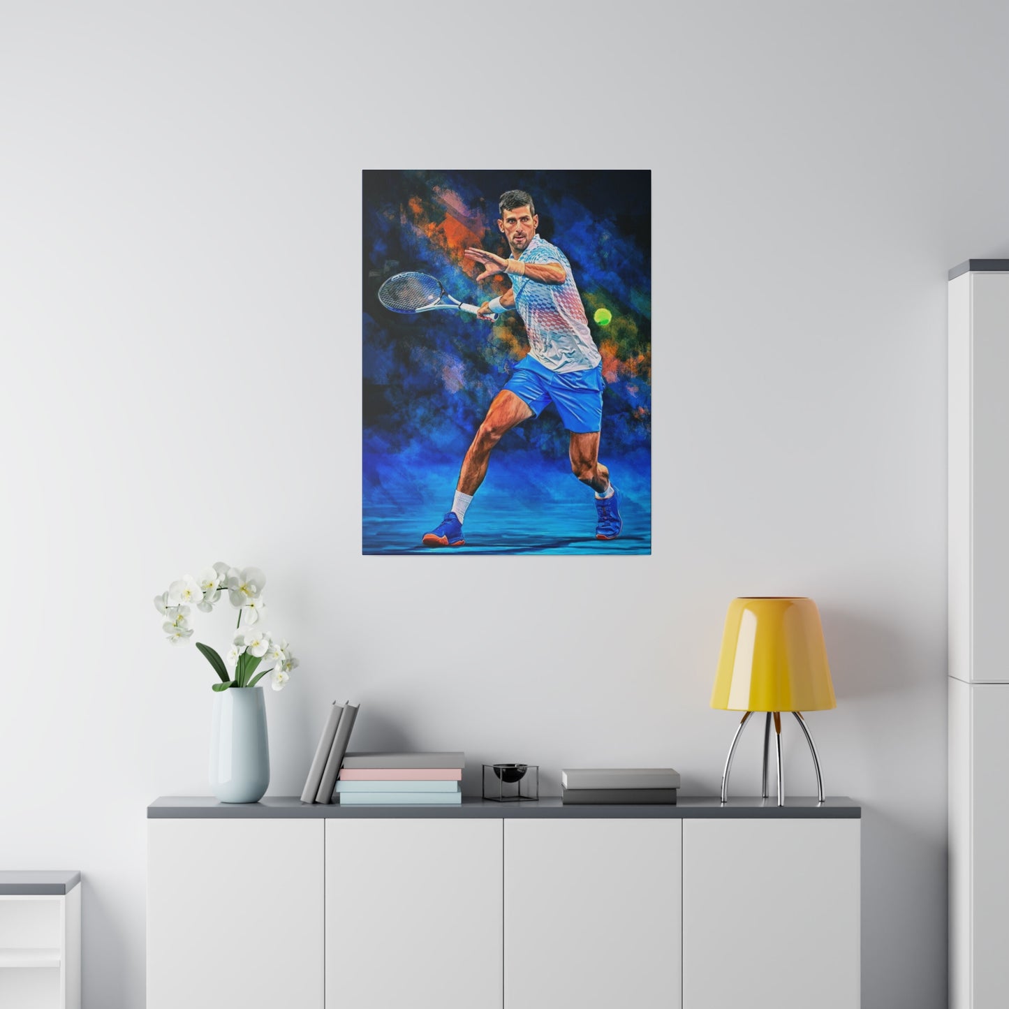 Tennis Legend Djokovic: Mastery on Canvas