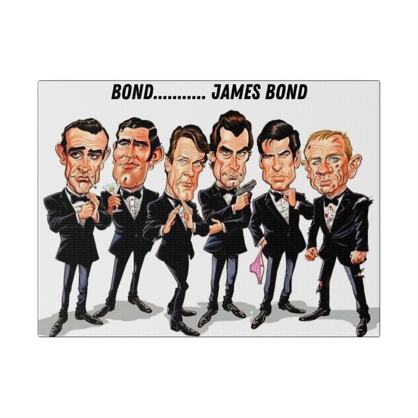 007 Caricature Collage: James Bond Canvas
