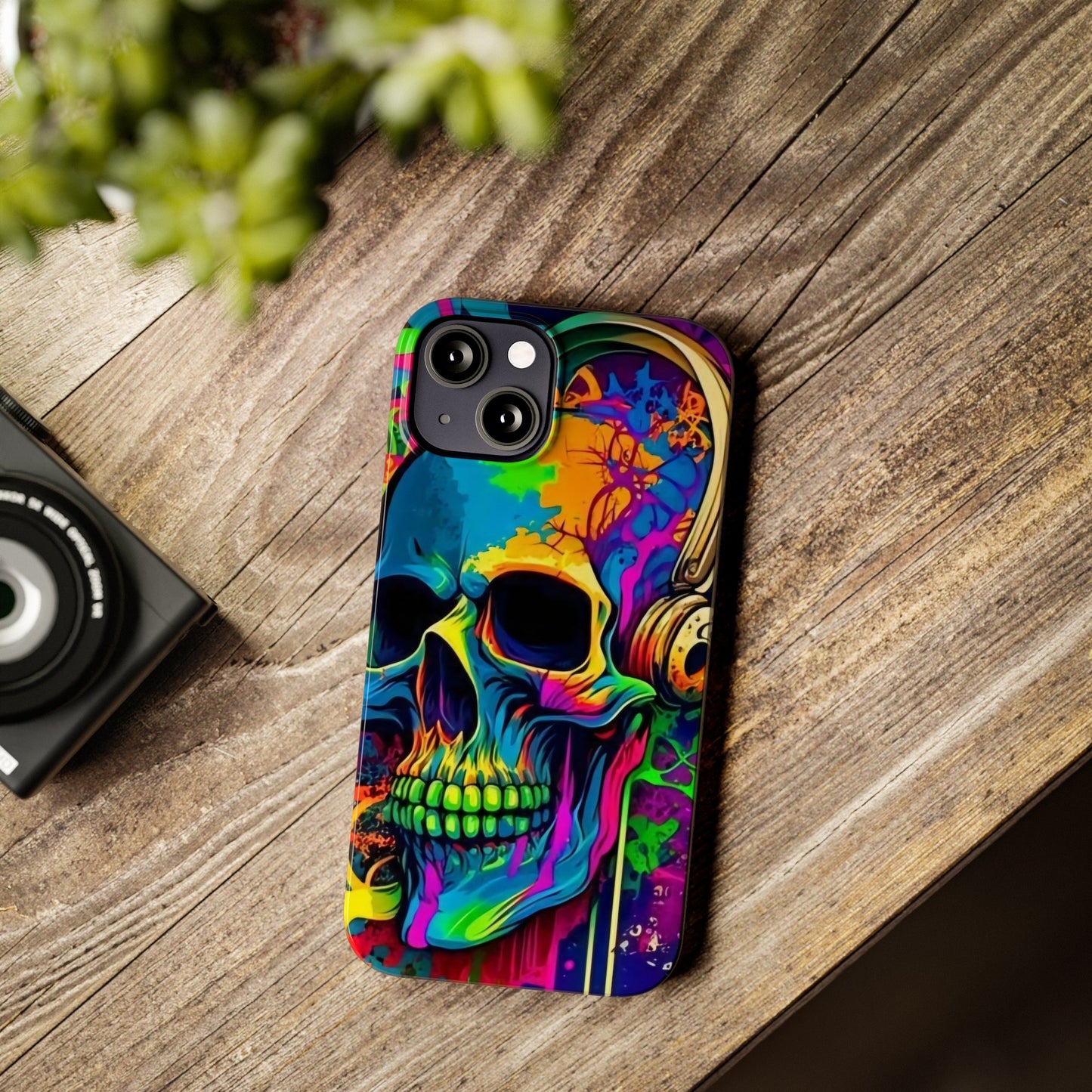 Skull Head with Headphones iPhone 15, 14, 13, 12 Cases: Rock Edition
