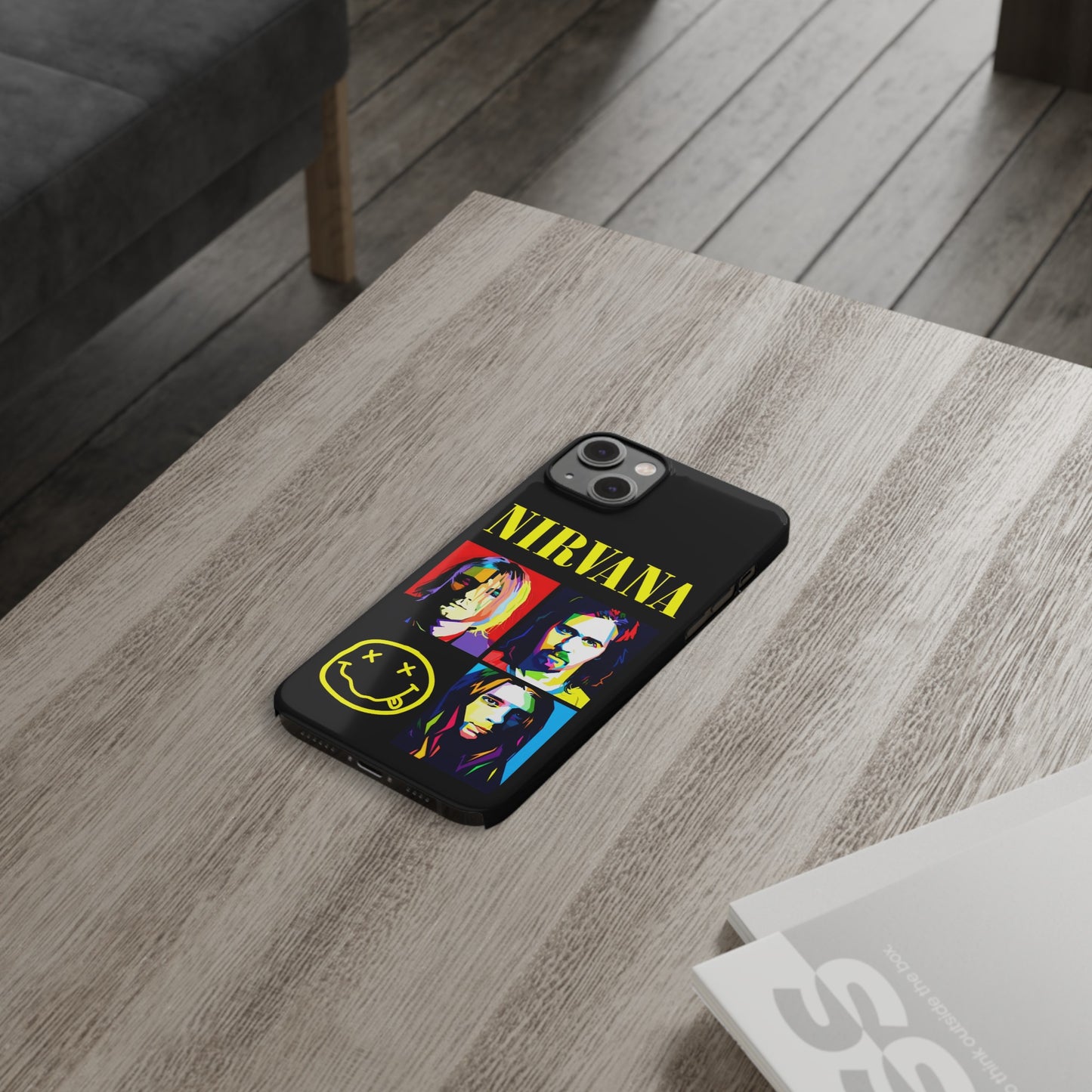 Nirvana Tribute: Kurt Cobain iPhone 15, 14, 13, 12, 11 Art in Black