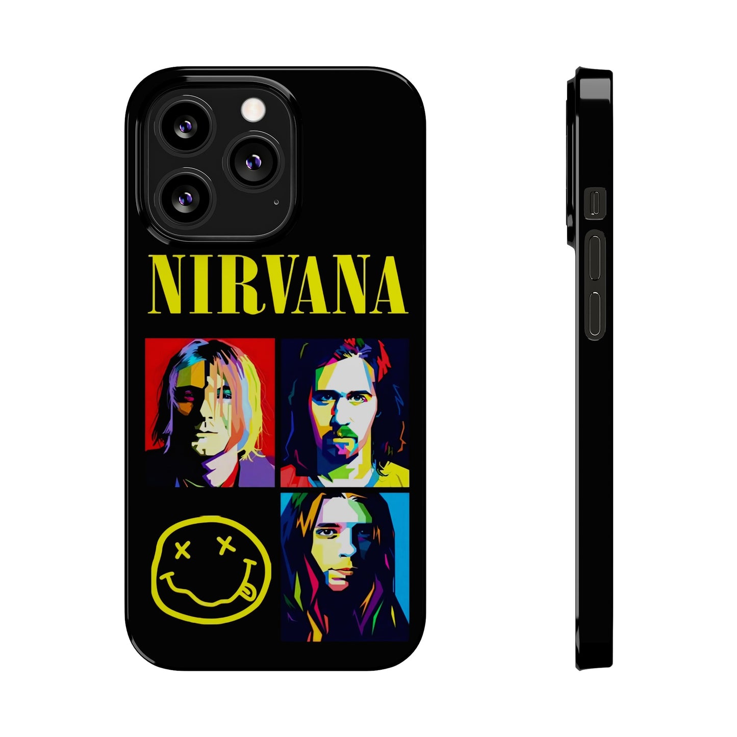 Nirvana Tribute: Kurt Cobain iPhone 15, 14, 13, 12, 11 Art in Black