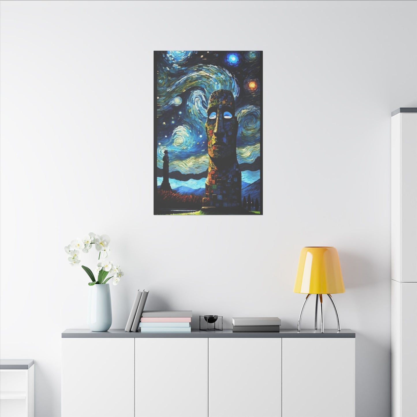 Canvas Easter Island meets Van Gogh Style