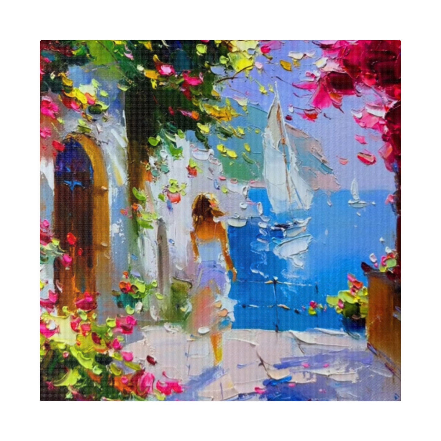 Seaside Elegance: Lady in White - Canvas