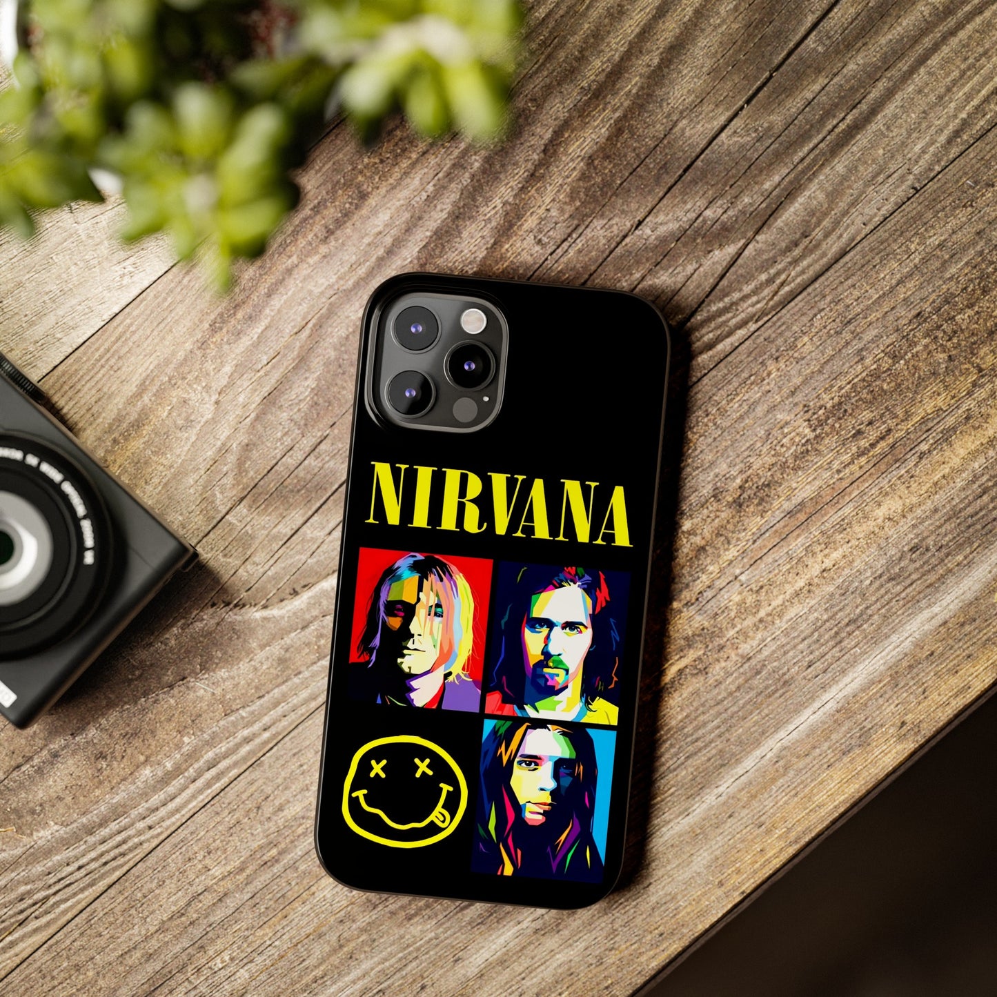 Nirvana Tribute: Kurt Cobain iPhone 15, 14, 13, 12, 11 Art in Black