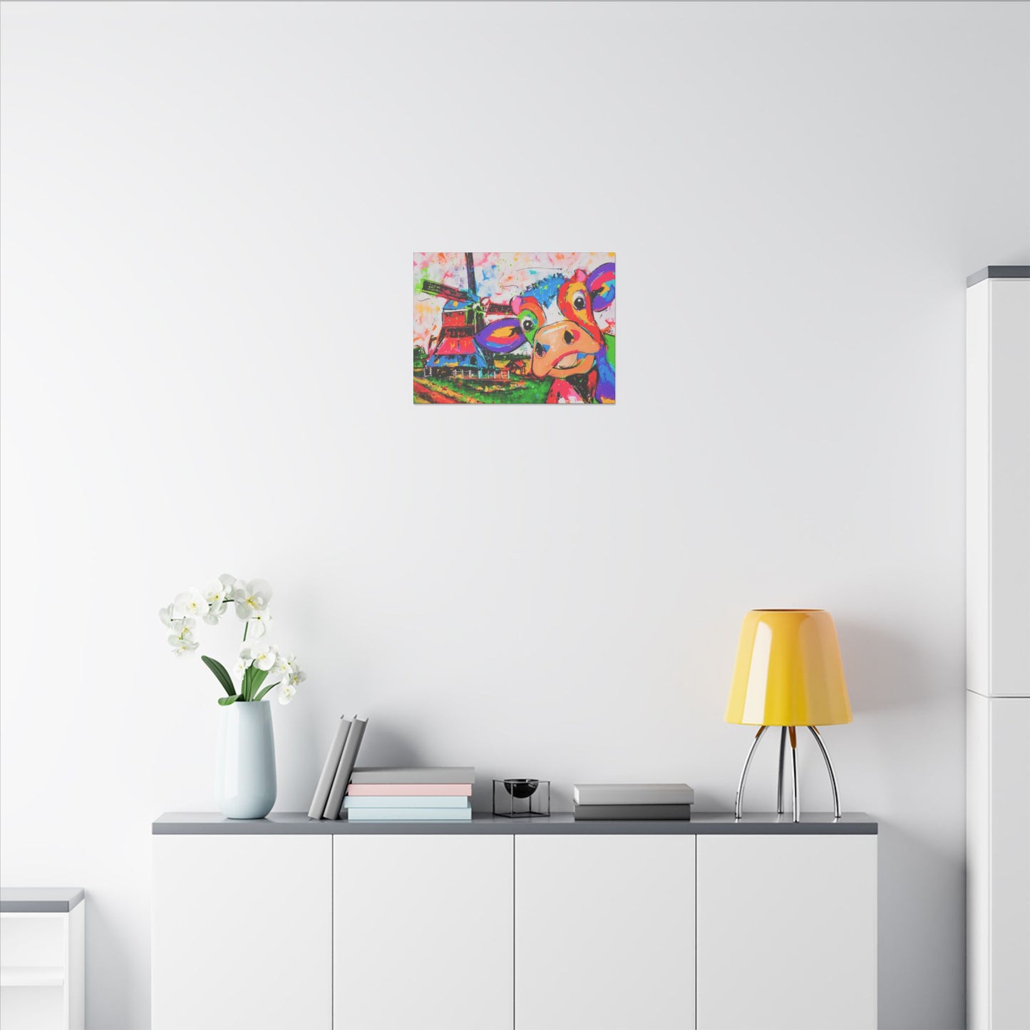 Windmill & Cow in Holland Canvas Art