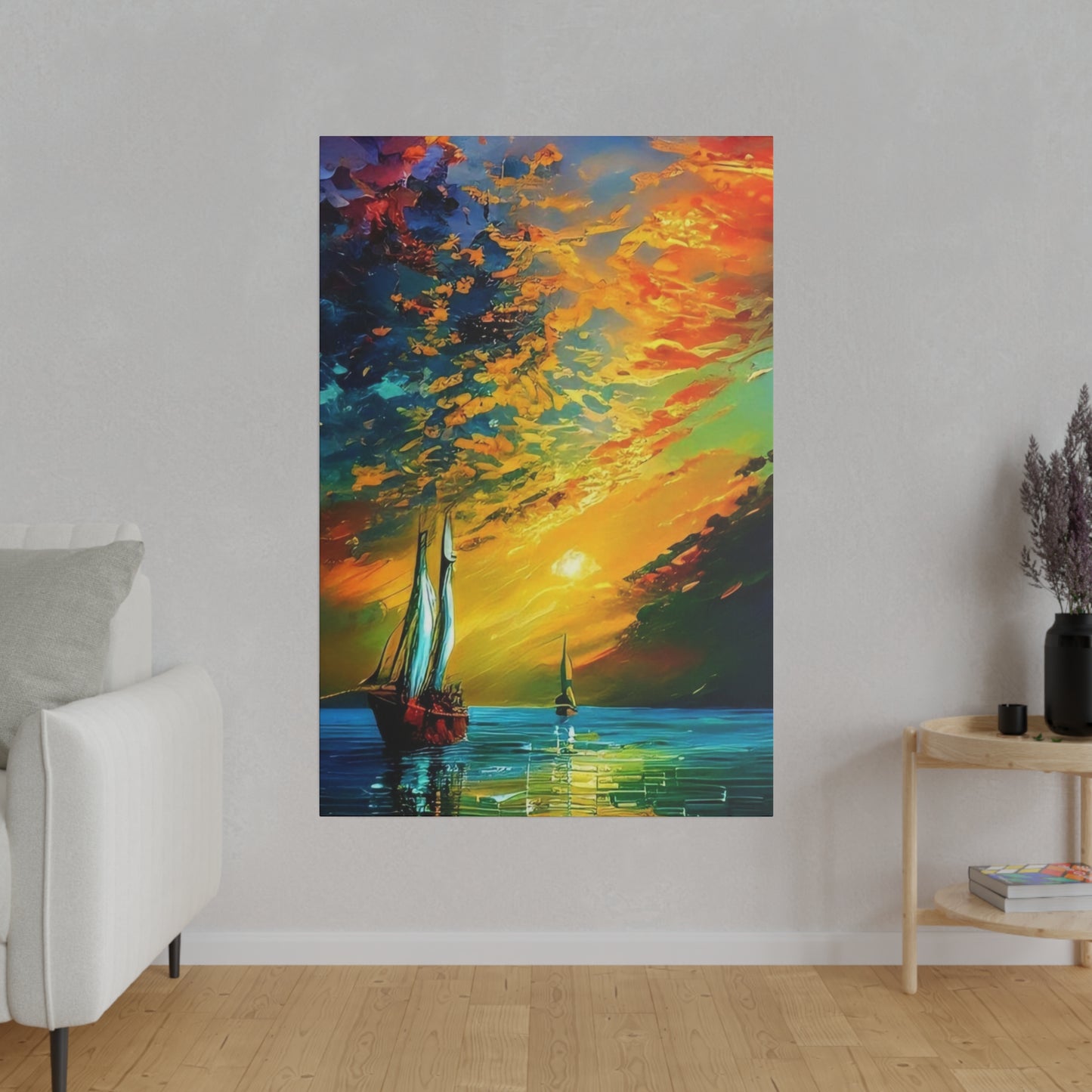 Sailing from the Sunset: Nautical Wall Art - Canvas
