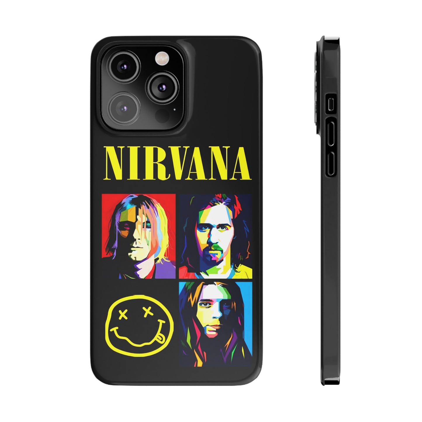 Nirvana Tribute: Kurt Cobain iPhone 15, 14, 13, 12, 11 Art in Black
