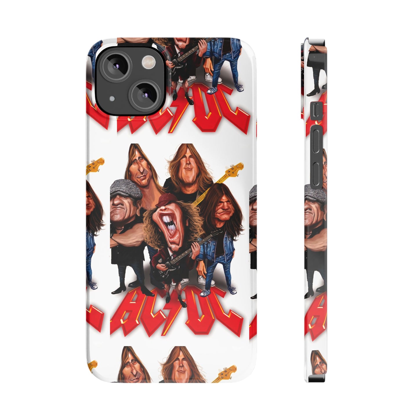 AC/DC Angus Young Rockin Caricatures iPhone 15, 14, 13, 12 Cases