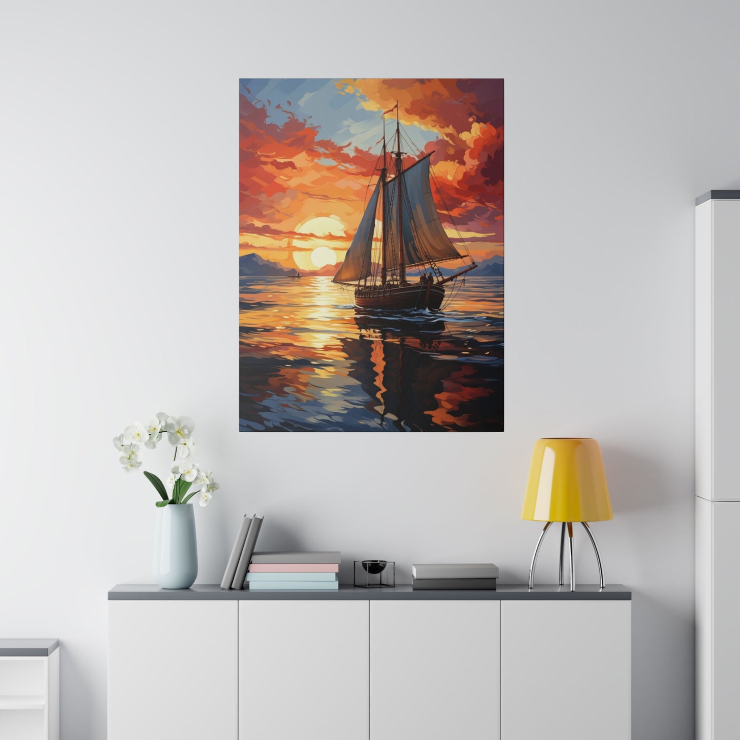 Sailing into the Sunset: Old Sailboat Canvas