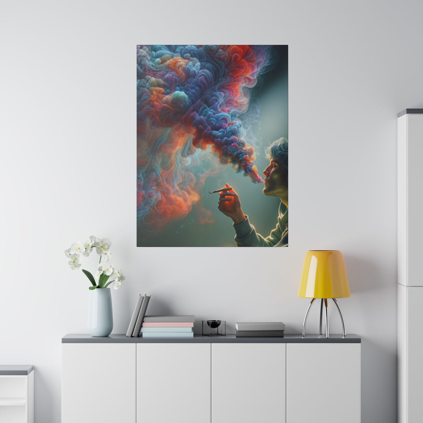 The Colorful World of Men and Smoke - Canvas