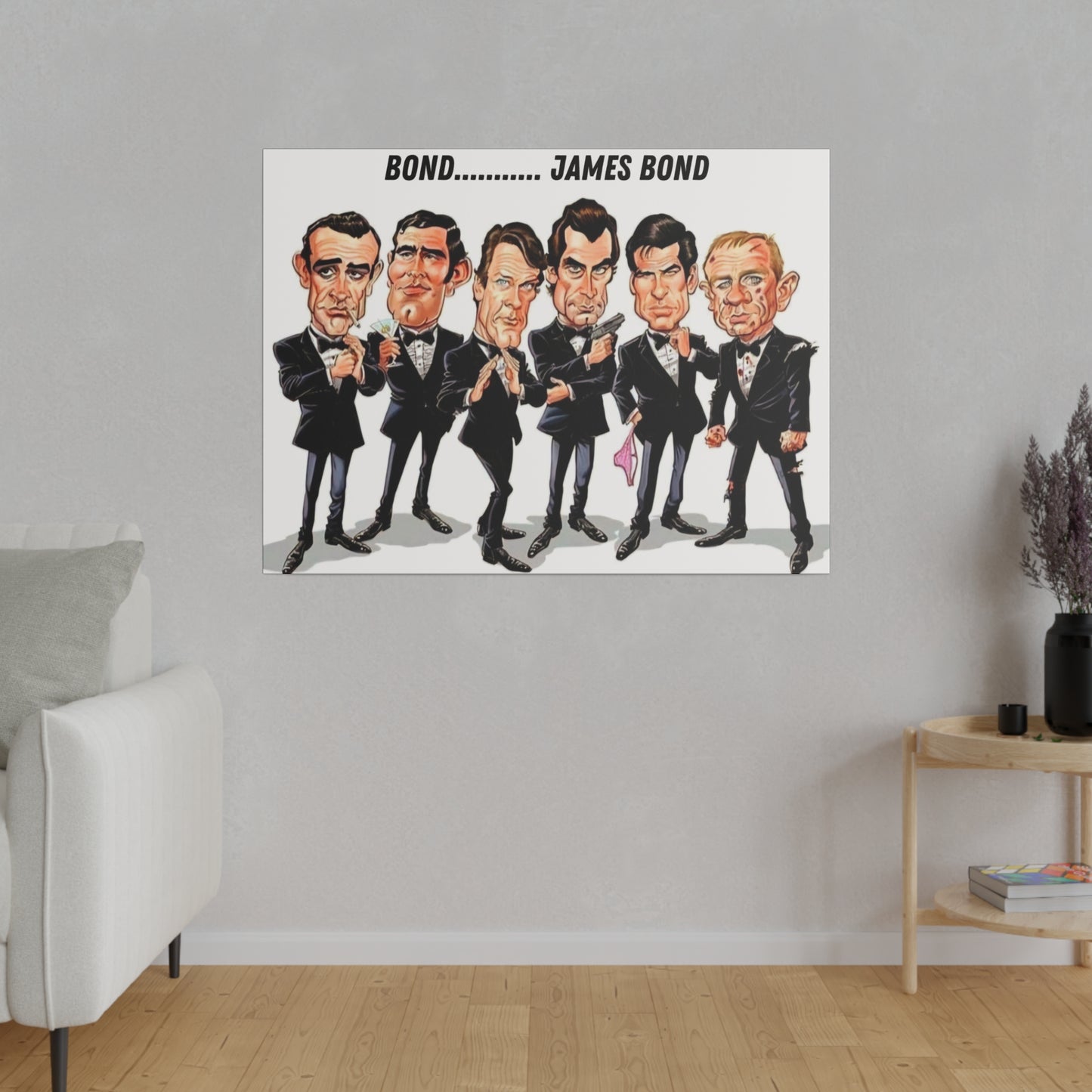 007 Caricature Collage: James Bond Canvas