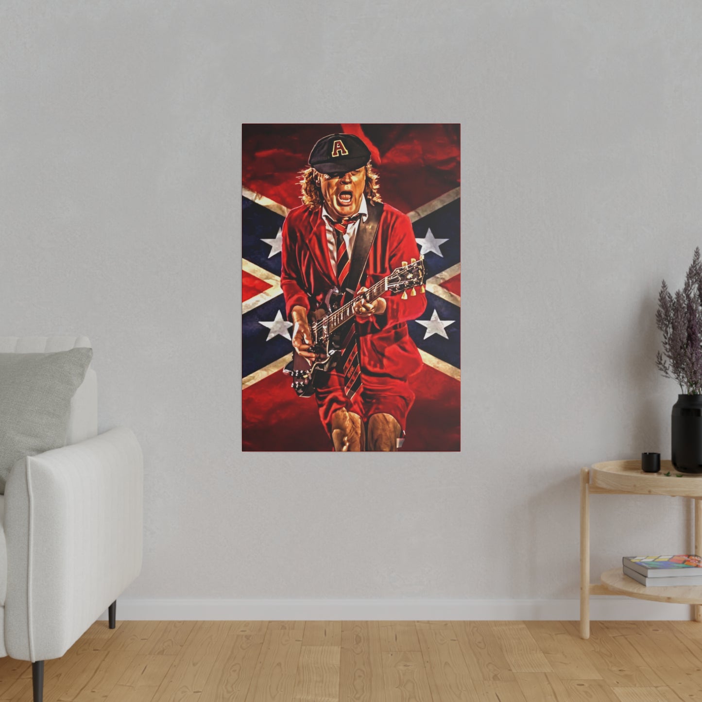 Angus Young from ACDC Guitar Playing - Canvas