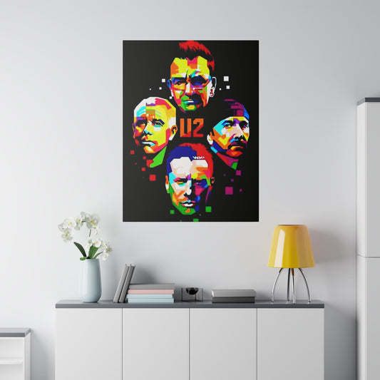 U2: Colorful Silhouettes on a Noir Canvas