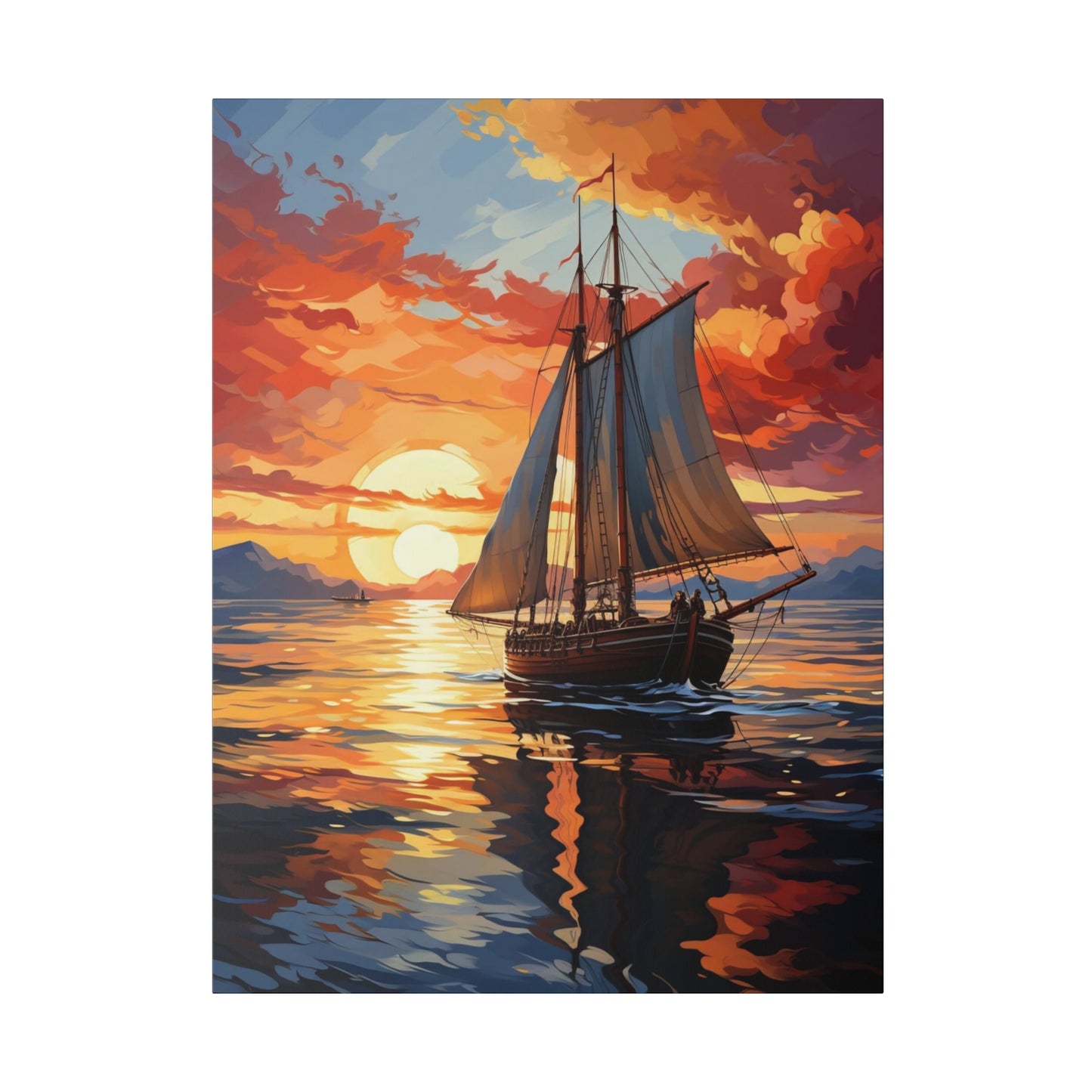 Sailing into the Sunset: Old Sailboat Canvas
