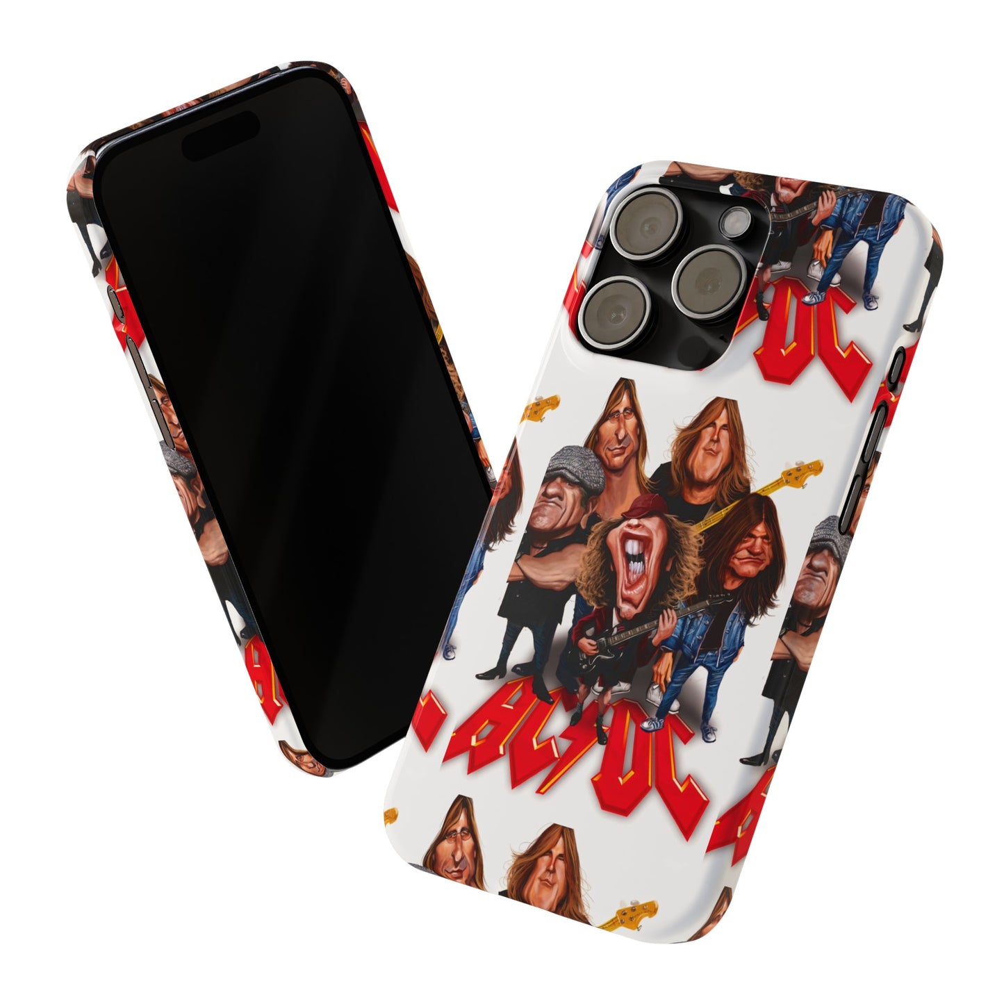 AC/DC Angus Young Rockin Caricatures iPhone 15, 14, 13, 12 Cases
