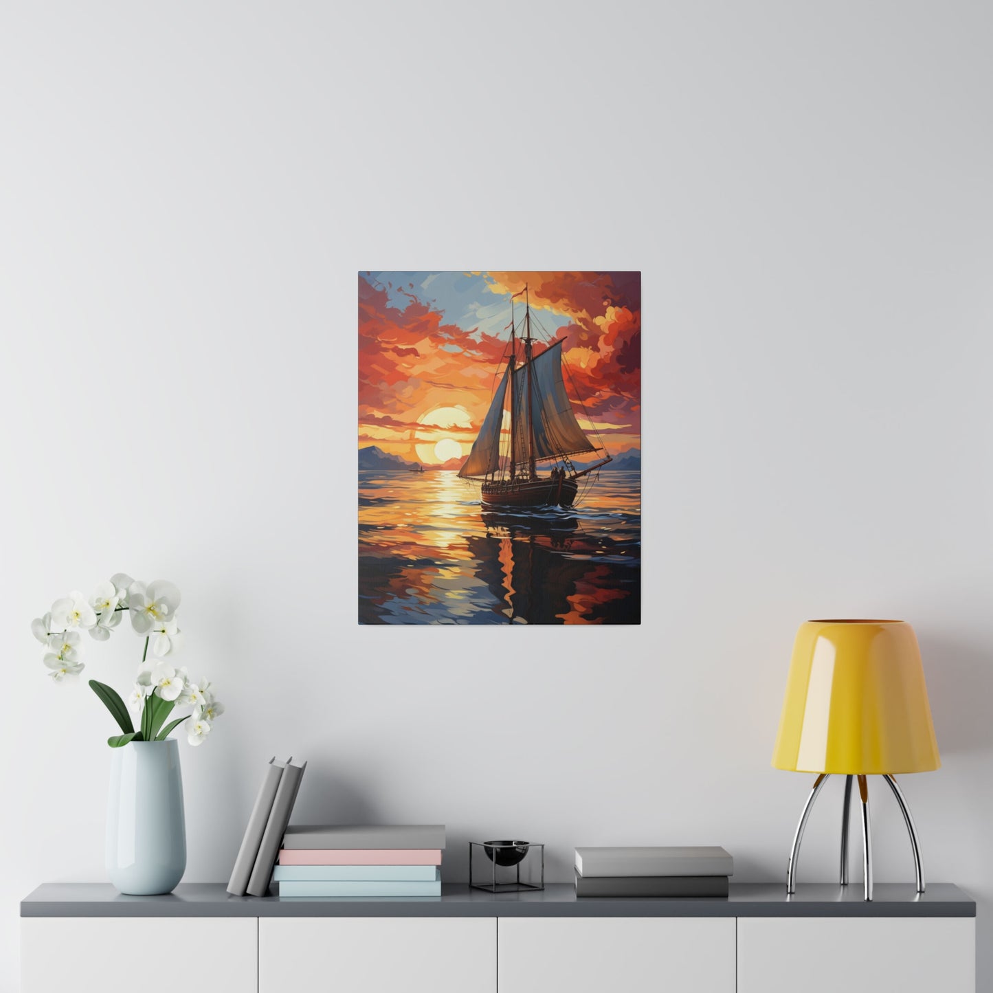 Sailing into the Sunset: Old Sailboat Canvas