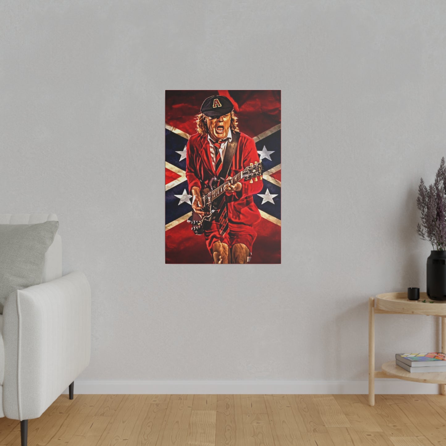 Angus Young from ACDC Guitar Playing - Canvas