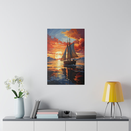 Sailing into the Sunset: Old Sailboat Canvas