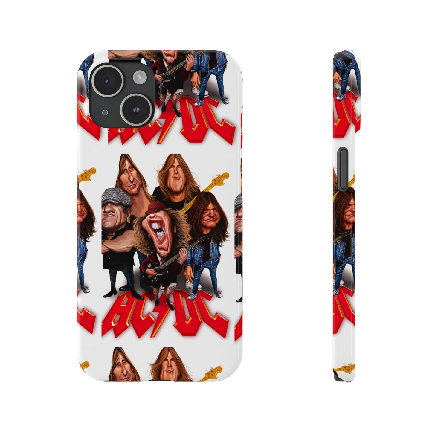 AC/DC Angus Young Rockin Caricatures iPhone 15, 14, 13, 12 Cases