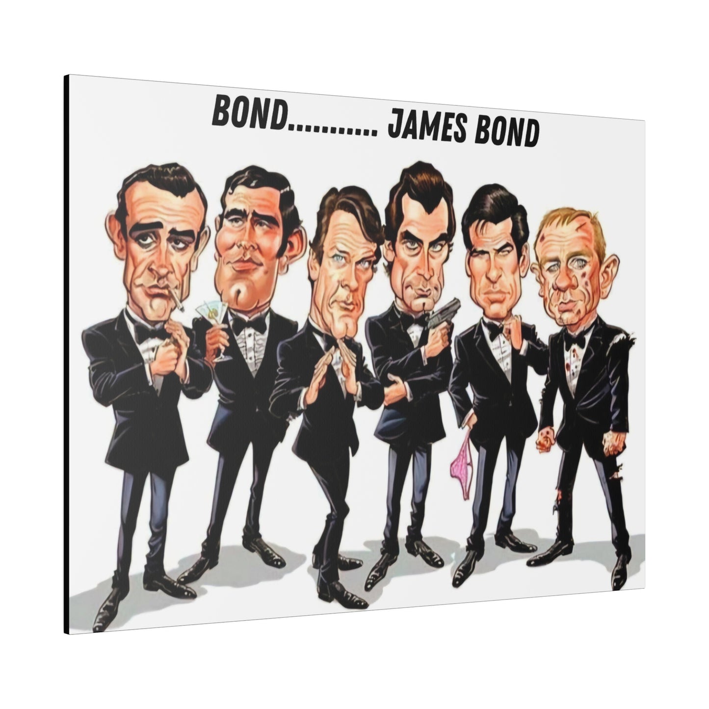 007 Caricature Collage: James Bond Canvas