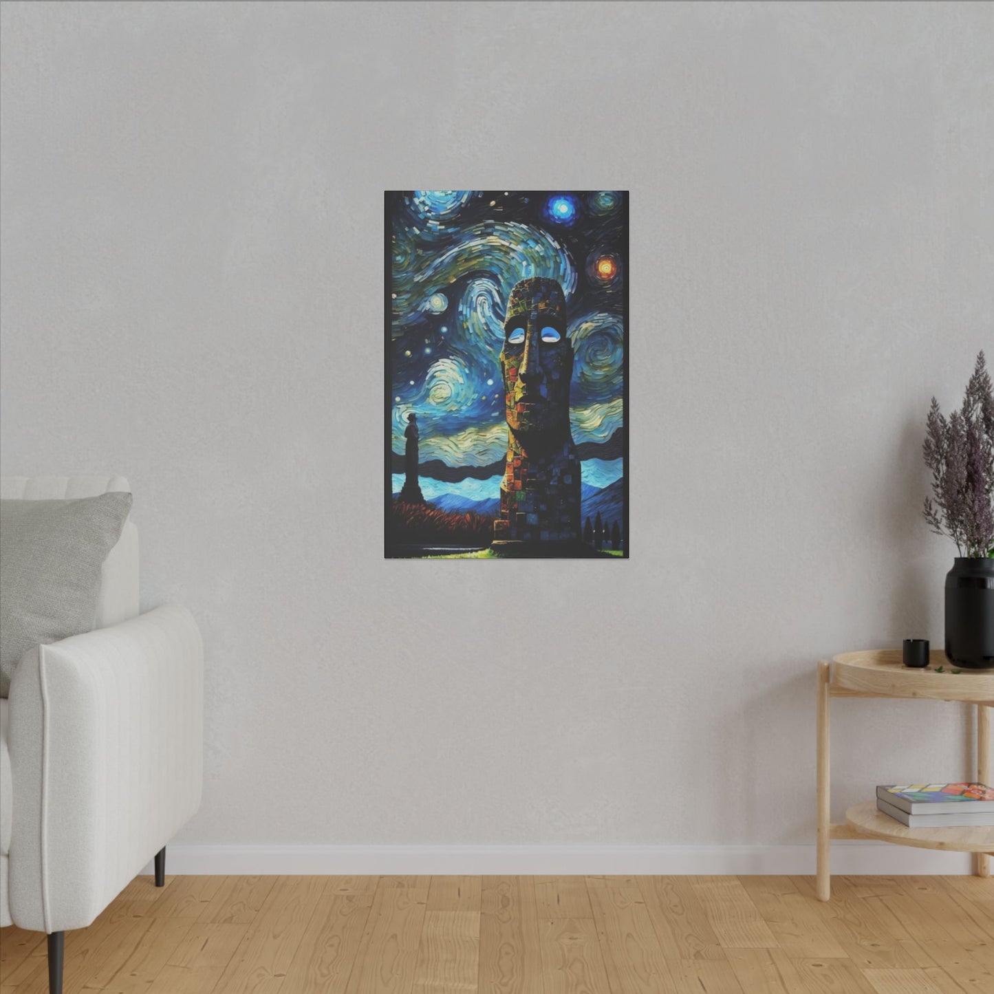 Canvas Easter Island meets Van Gogh Style