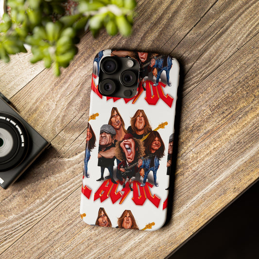 AC/DC Angus Young Rockin Caricatures iPhone 15, 14, 13, 12 Cases