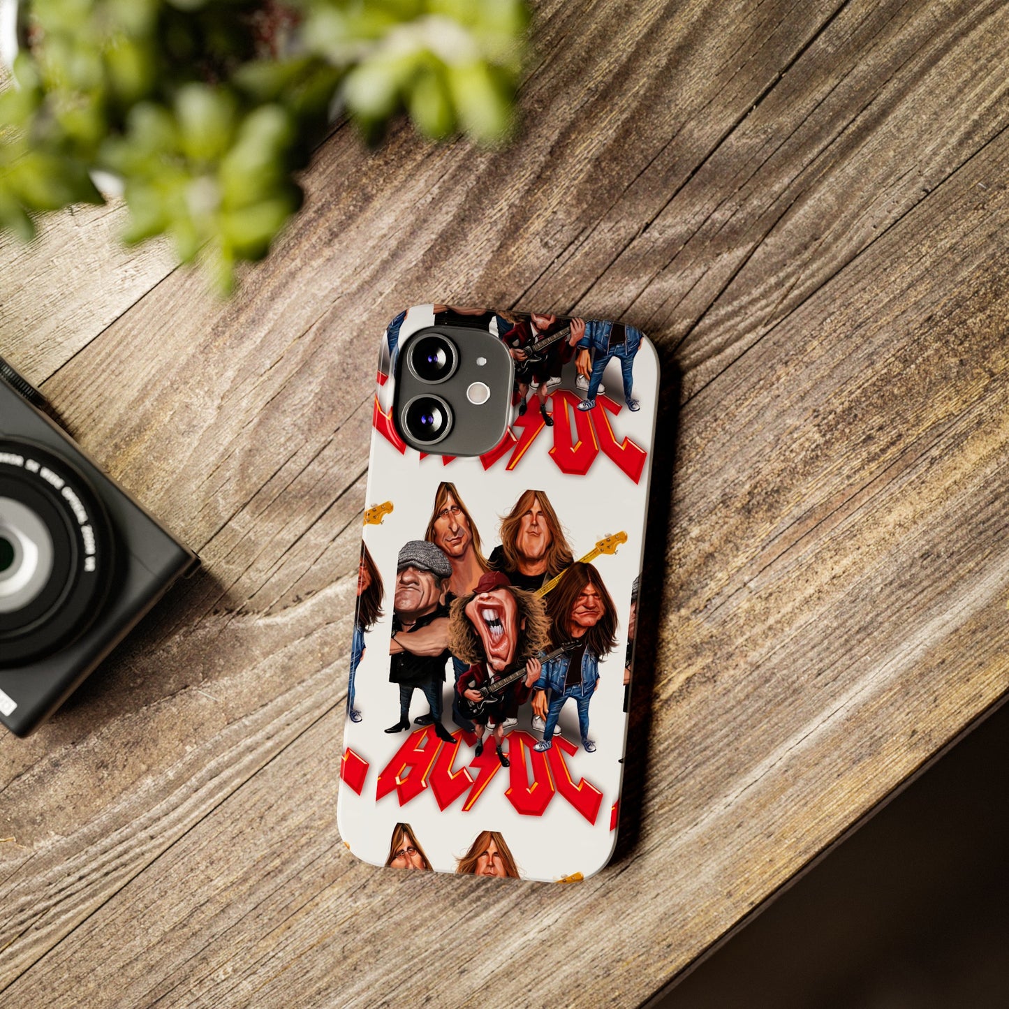 AC/DC Angus Young Rockin Caricatures iPhone 15, 14, 13, 12 Cases
